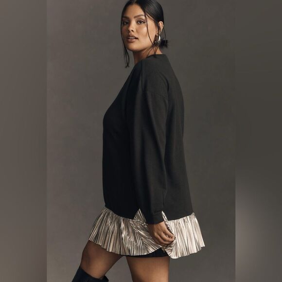 Anthropologie Pilcro Metallic Twofer Tunic Blouse LP - Picture 3 of 10